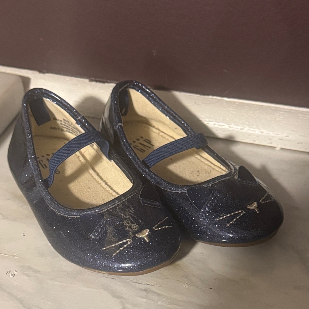 Baby Gap Navy Blue Cat Design Kids Shoes